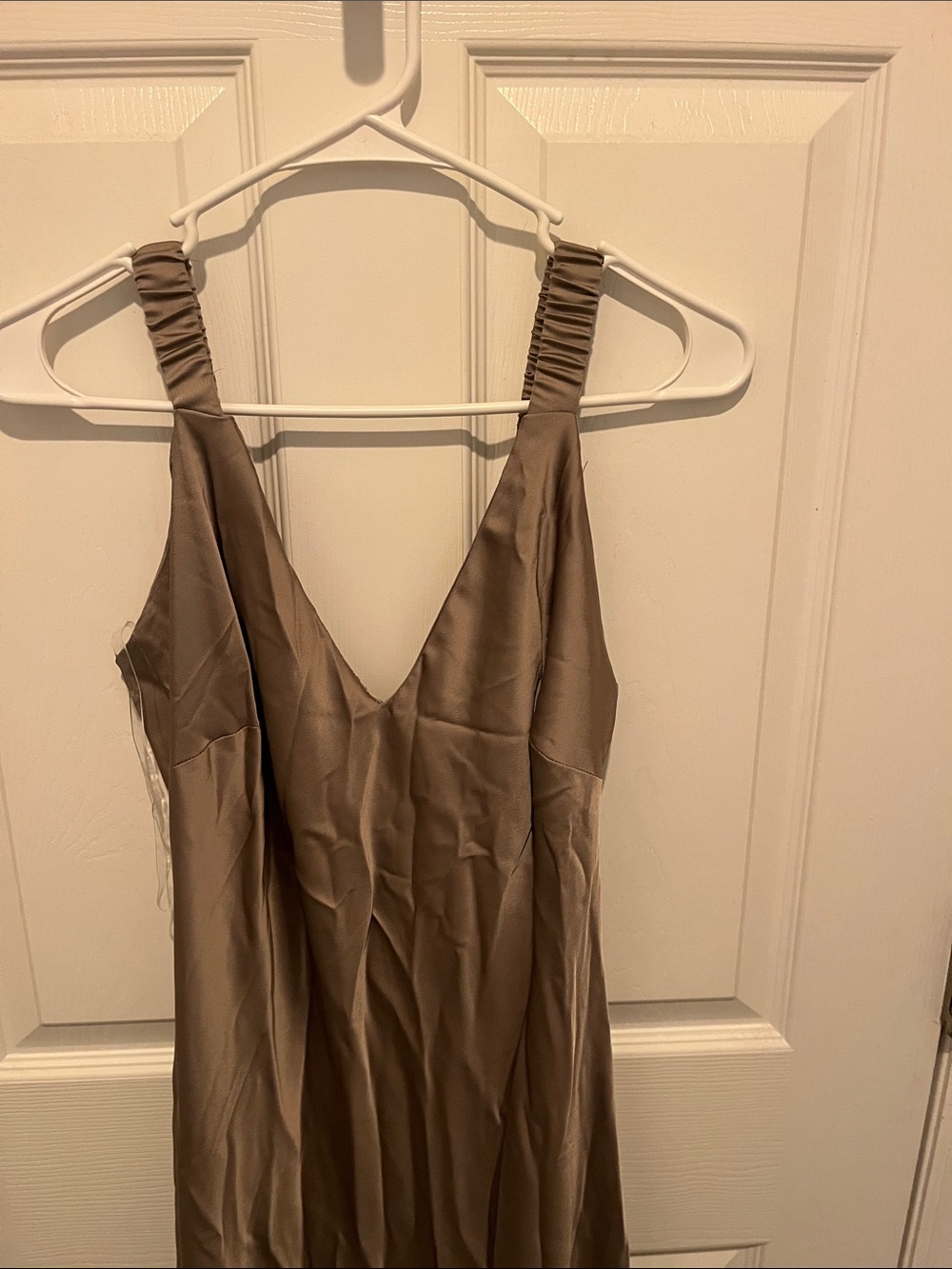 a new day Satin V-Neck Slip Dress in Taupe
